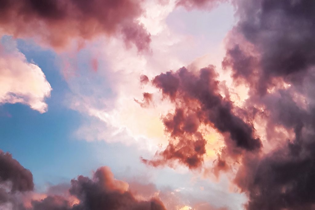 pink and blue clouds